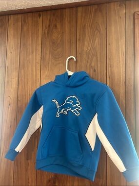 NFL Blue Hooded Sweatshirt with White Panel Accents Detroit Lions